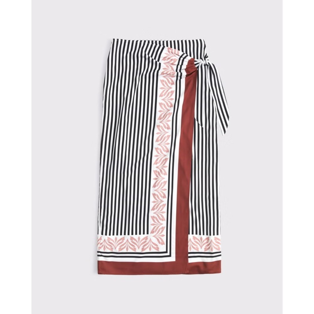 Abercrombie & Fitch High Rise Scarf Style Wrap Maxi Skirt NWT M Striped